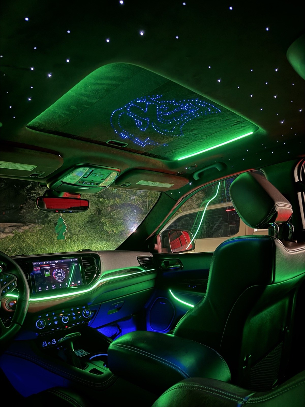 Custom Hellcat logo starlight headliner in green